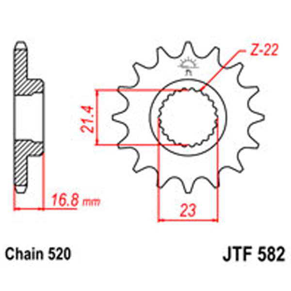JT JT Gear Box Sprockets G/B 582-16T YAM (443)
